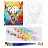 DIY Painting by number kit | Sika deer with birds on antlers