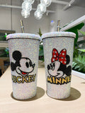 DIY Large capacity straw cup  (with glue tools)- Mickey Minnie