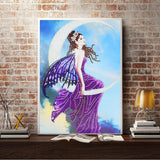 Crystal Rhinestone Diamond Painting Kit - Beautiful Elf on the moon - Hibah-Diamond painting art studio