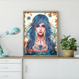 Crystal Rhinestone Diamond Painting Kit - Beautiful female with blue hair - Hibah-Diamond painting art studio
