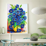 Crystal Rhinestone Diamond Painting Kit - Blue daisy - Hibah-Diamond painting art studio