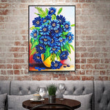 Crystal Rhinestone Diamond Painting Kit - Blue daisy - Hibah-Diamond painting art studio