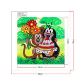 Crystal Rhinestone Diamond Painting Kit - Cartoon monkey and penguin - Hibah-Diamond painting art studio