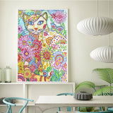 Crystal Rhinestone Diamond Painting Kit - Cat in the flowers - Hibah-Diamond painting art studio
