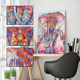 Crystal Rhinestone Diamond Painting Kit -Colored Elephant