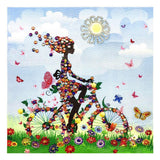Crystal Rhinestone Diamond Painting Kit- Girl riding a bicycle - Hibah-Diamond painting art studio
