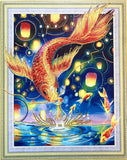 Crystal Rhinestone Diamond Painting Kit - Little girl holding big koi (18.5x22.5inch)
