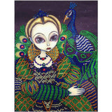 Crystal Rhinestone Diamond Painting Kit - Peacock and Girl - Hibah-Diamond painting art studio