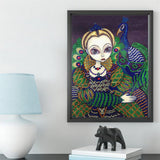 Crystal Rhinestone Diamond Painting Kit - Peacock and Girl - Hibah-Diamond painting art studio