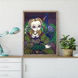 Crystal Rhinestone Diamond Painting Kit - Peacock and Girl - Hibah-Diamond painting art studio