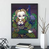 Crystal Rhinestone Diamond Painting Kit - Peacock and Girl - Hibah-Diamond painting art studio