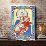 Crystal Rhinestone diamond painting kit - religious figures Virgin and Jesus - Hibah-Diamond painting art studio