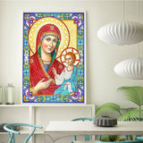 Crystal Rhinestone diamond painting kit - religious figures Virgin and Jesus - Hibah-Diamond painting art studio