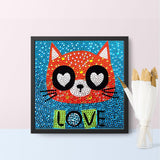 Crystal Rhinestone Full Diamond Painting - Cartoon LOVE cat - Hibah-Diamond?painting art studio