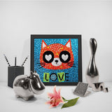 Crystal Rhinestone Full Diamond Painting - Cartoon LOVE cat - Hibah-Diamond?painting art studio