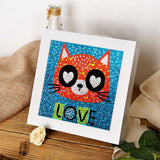 Crystal Rhinestone Full Diamond Painting - Cartoon LOVE cat - Hibah-Diamond?painting art studio