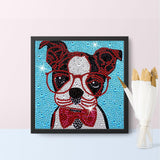 Crystal Rhinestone Full Diamond Painting - Dog with glasses - Hibah-Diamond?painting art studio