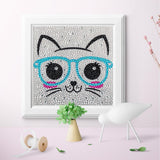 Crystal Rhinestone Full Diamond Painting-Kitten with glasses - Hibah-Diamond?painting art studio