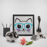 Crystal Rhinestone Full Diamond Painting-Kitten with glasses - Hibah-Diamond?painting art studio