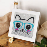 Crystal Rhinestone Full Diamond Painting-Kitten with glasses - Hibah-Diamond?painting art studio
