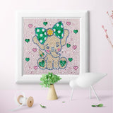 Crystal Rhinestone Full Diamond Painting-Little pink elephant wearing a bow - Hibah-Diamond?painting art studio