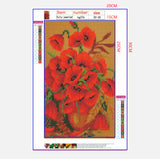 Full Diamond Painting kit - Flower poppies in red bottle