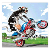 Full Diamond Painting kit - Cow riding a motorcycle
